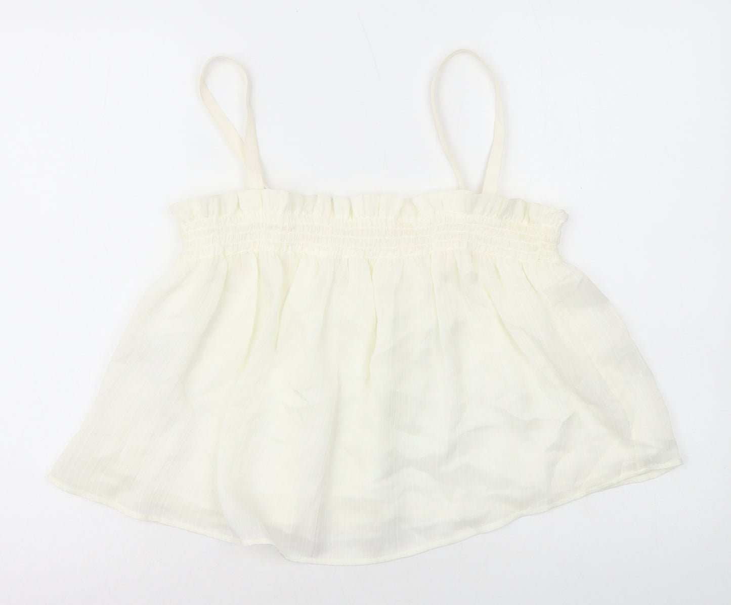 Mango Womens White Polyester Camisole T-Shirt Size M Square Neck