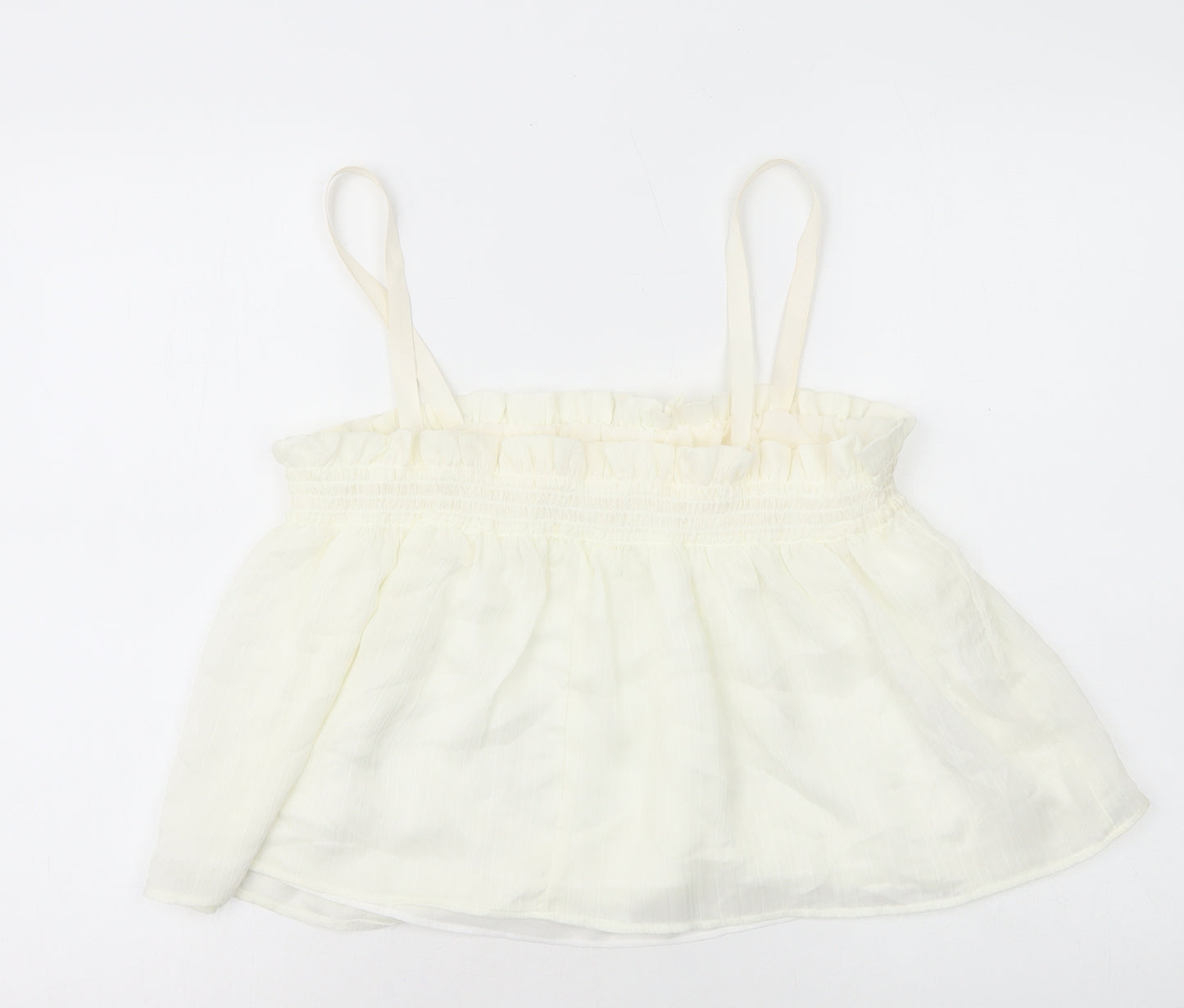Mango Womens White Polyester Camisole T-Shirt Size M Square Neck