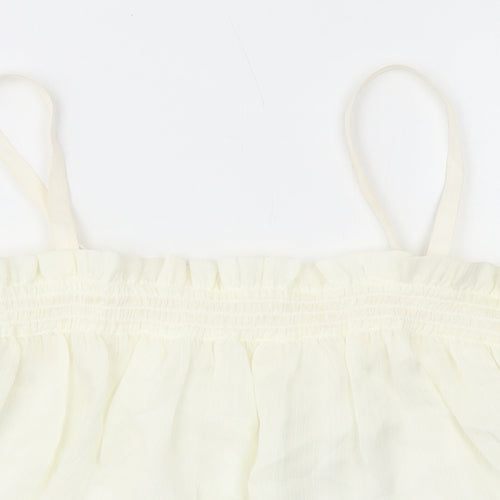 Mango Womens White Polyester Camisole T-Shirt Size M Square Neck