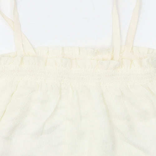 Mango Womens White Polyester Camisole T-Shirt Size M Square Neck