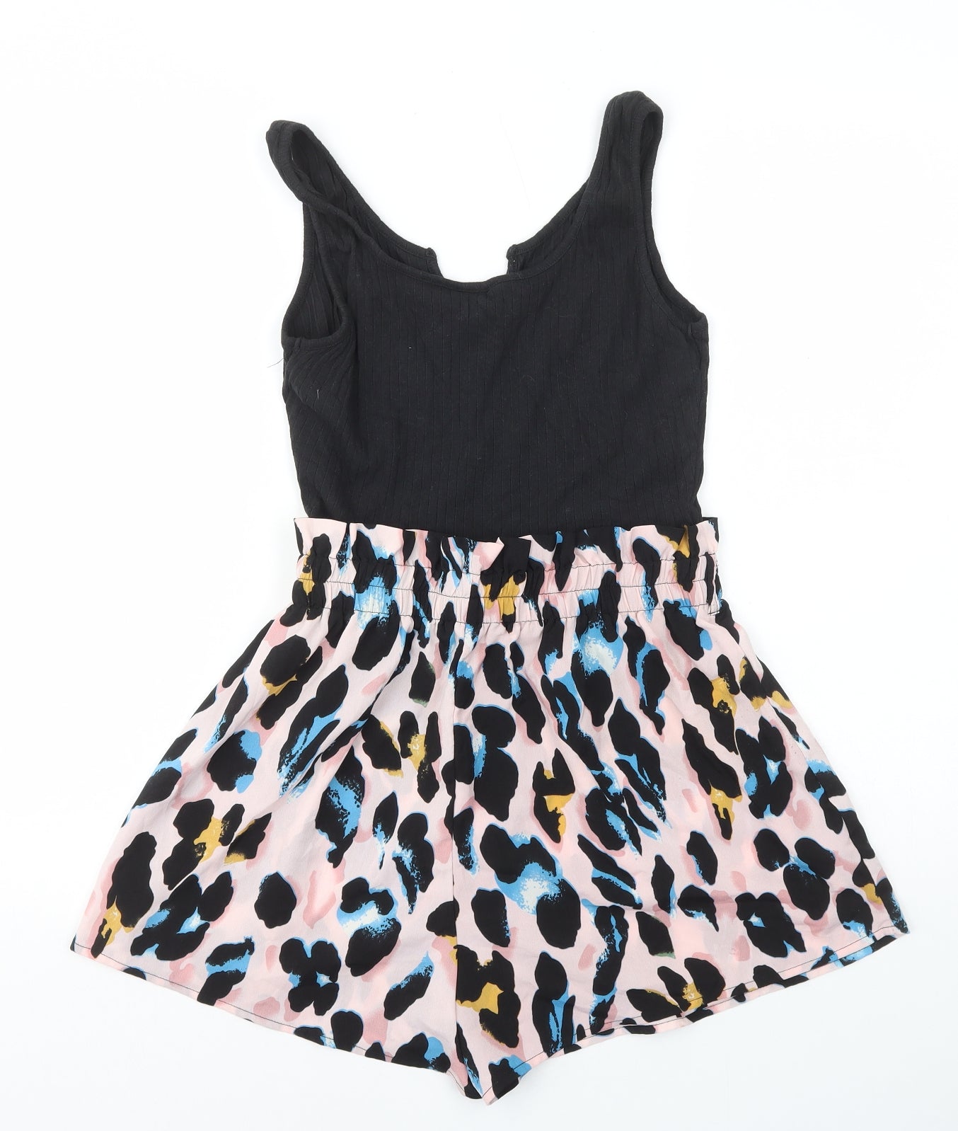 SheIn Womens Multicoloured Animal Print Cotton Playsuit One-Piece Size L Pullover - Leopard Print