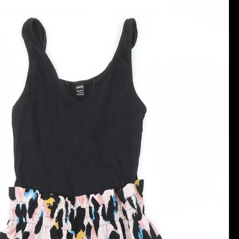 SheIn Womens Multicoloured Animal Print Cotton Playsuit One-Piece Size L Pullover - Leopard Print