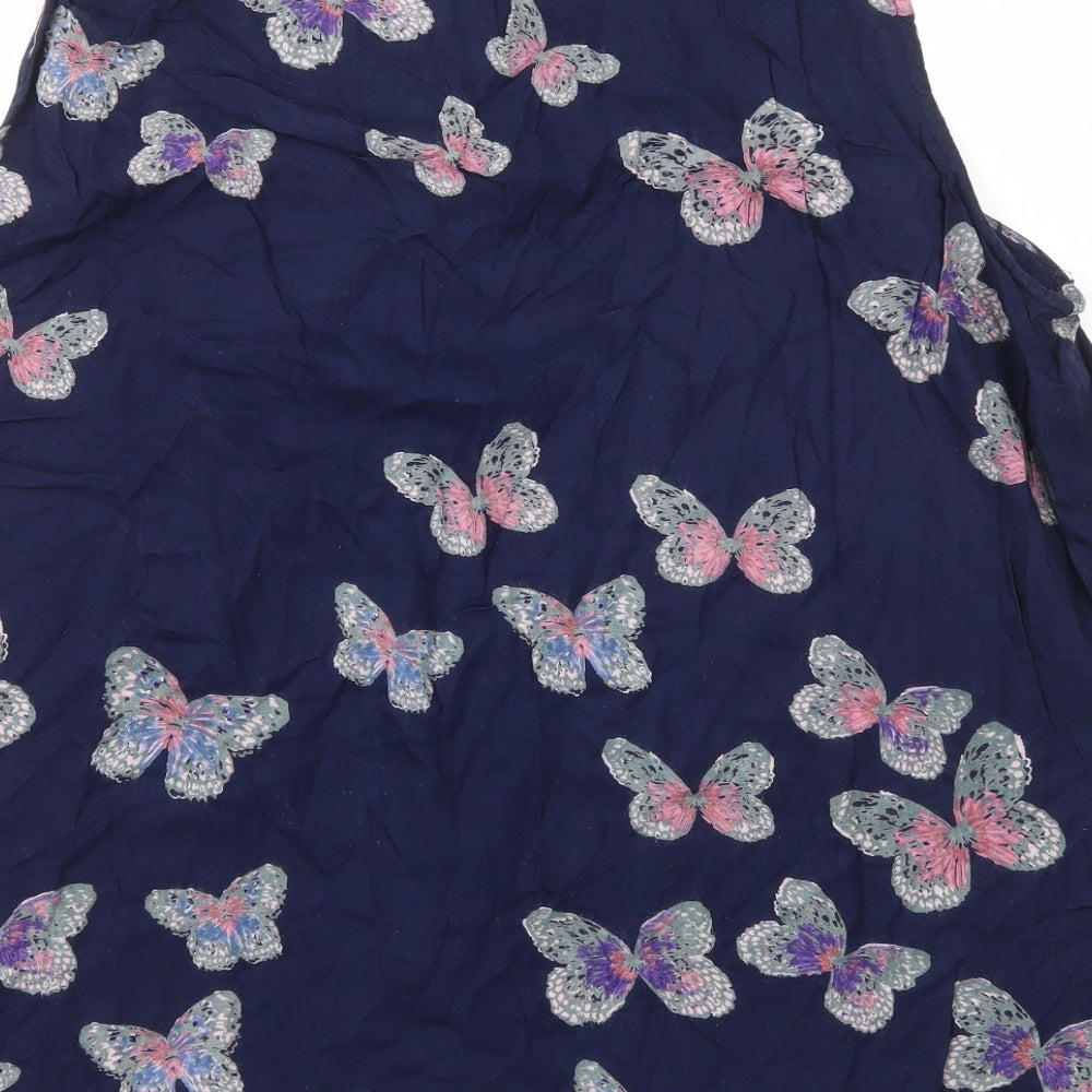 Preworn Womens Blue Geometric Viscose Basic Tank Size 24 Scoop Neck - Butterfly Print