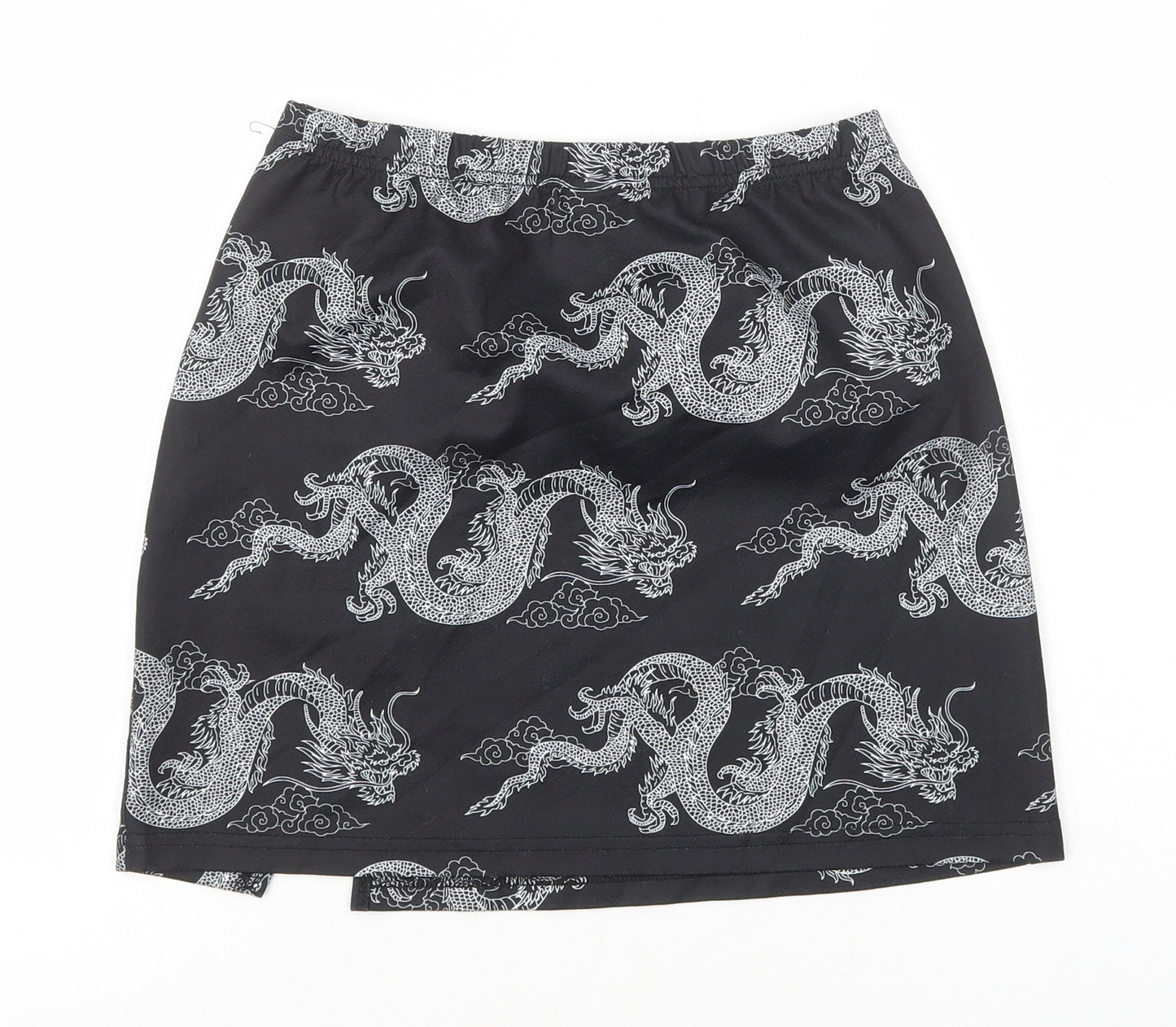 SheIn Womens Black Geometric Polyester Mini Skirt Size S - Chinese Dragon