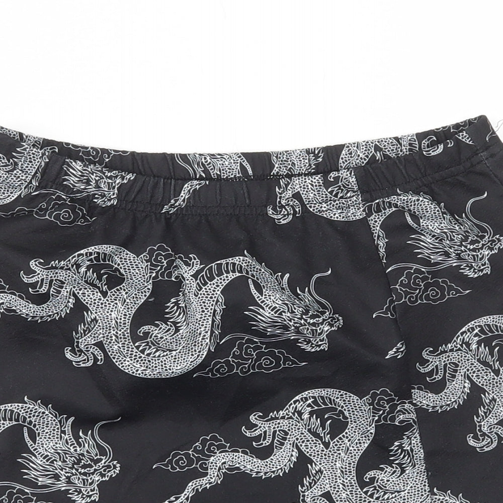 SheIn Womens Black Geometric Polyester Mini Skirt Size S - Chinese Dragon