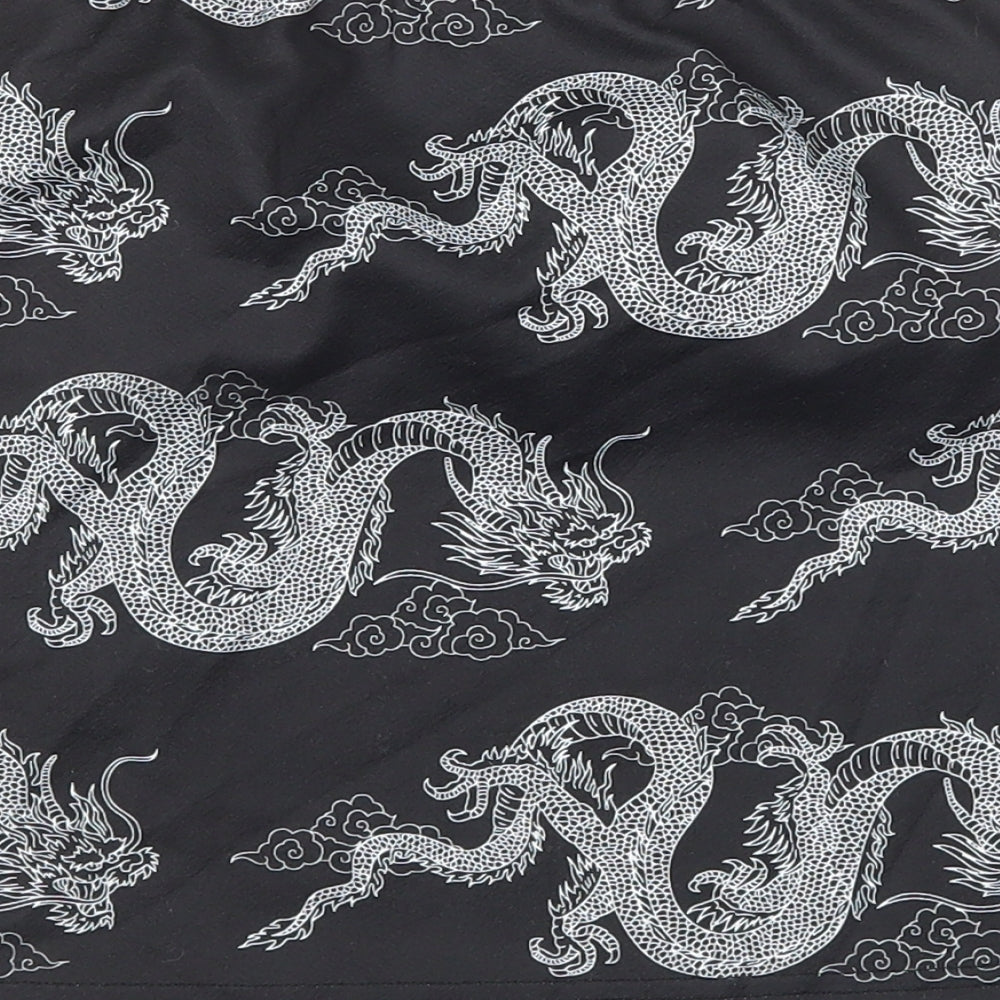 SheIn Womens Black Geometric Polyester Mini Skirt Size S - Chinese Dragon