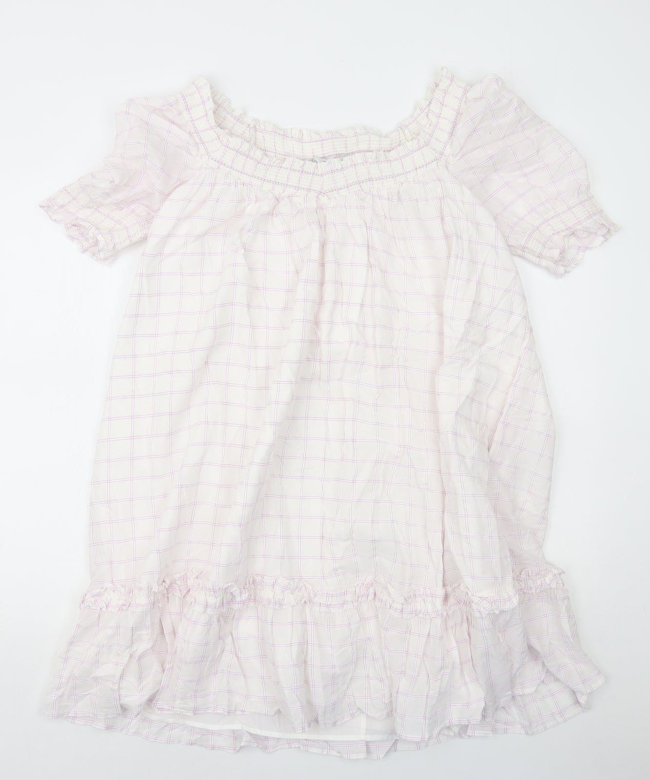 & Other Stories Womens Multicoloured Check 100% Cotton A-Line Size M Off the Shoulder Pullover
