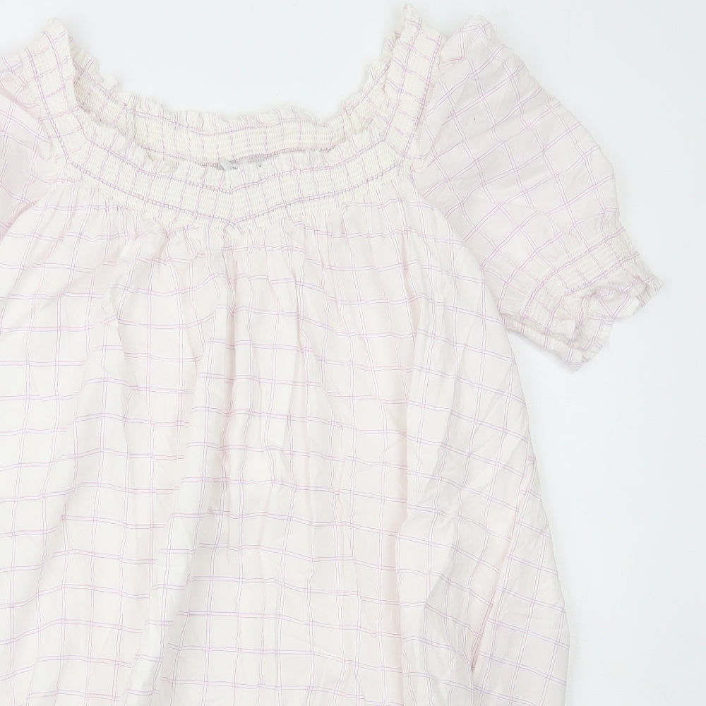 & Other Stories Womens Multicoloured Check 100% Cotton A-Line Size M Off the Shoulder Pullover