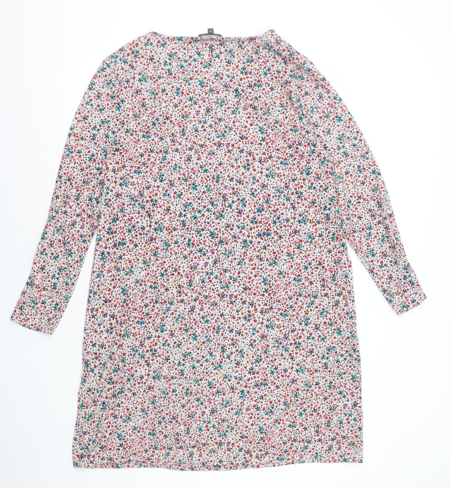 Bonmarché Womens Multicoloured Floral Polyester T-Shirt Dress Size 16 Round Neck Pullover