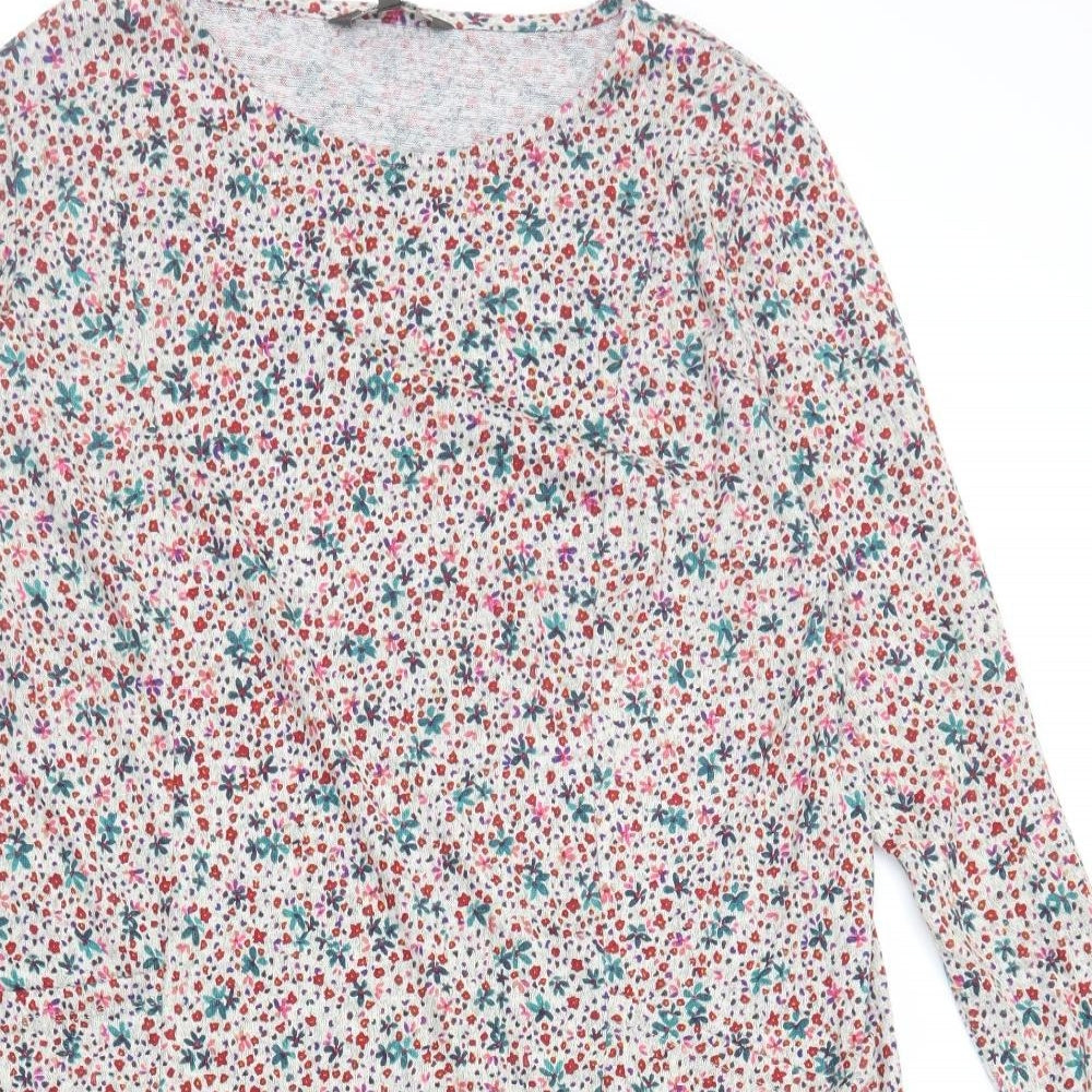 Bonmarché Womens Multicoloured Floral Polyester T-Shirt Dress Size 16 Round Neck Pullover