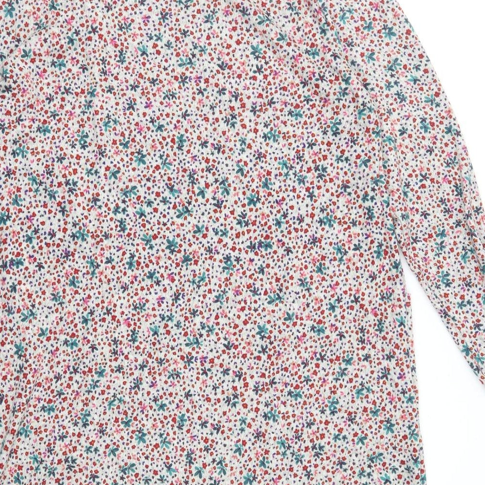 Bonmarché Womens Multicoloured Floral Polyester T-Shirt Dress Size 16 Round Neck Pullover