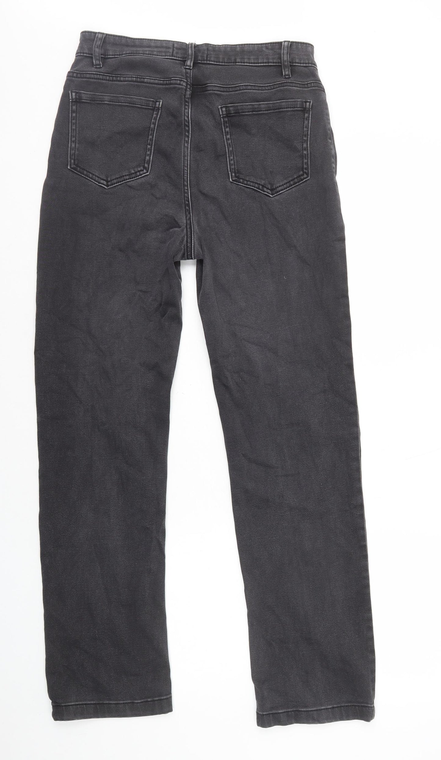 Marks and Spencer Womens Black Cotton Straight Jeans Size 10 L29 in Regular Zip