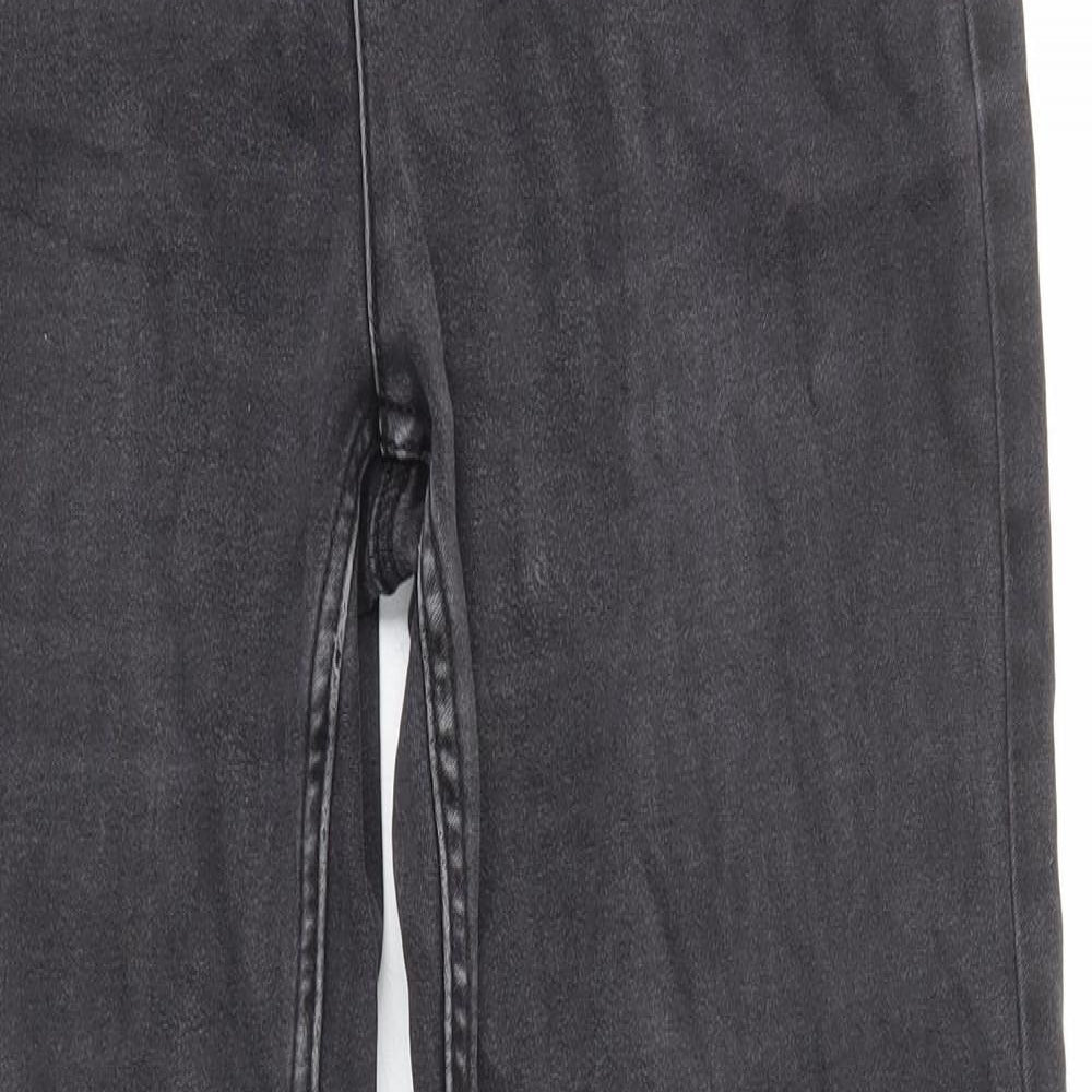 Marks and Spencer Womens Black Cotton Straight Jeans Size 10 L29 in Regular Zip