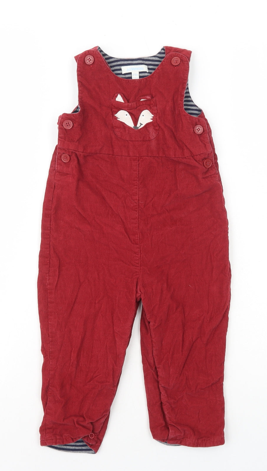 JoJo Maman Baby Red 100% Cotton Dungaree One-Piece Size 12-18 Months Button