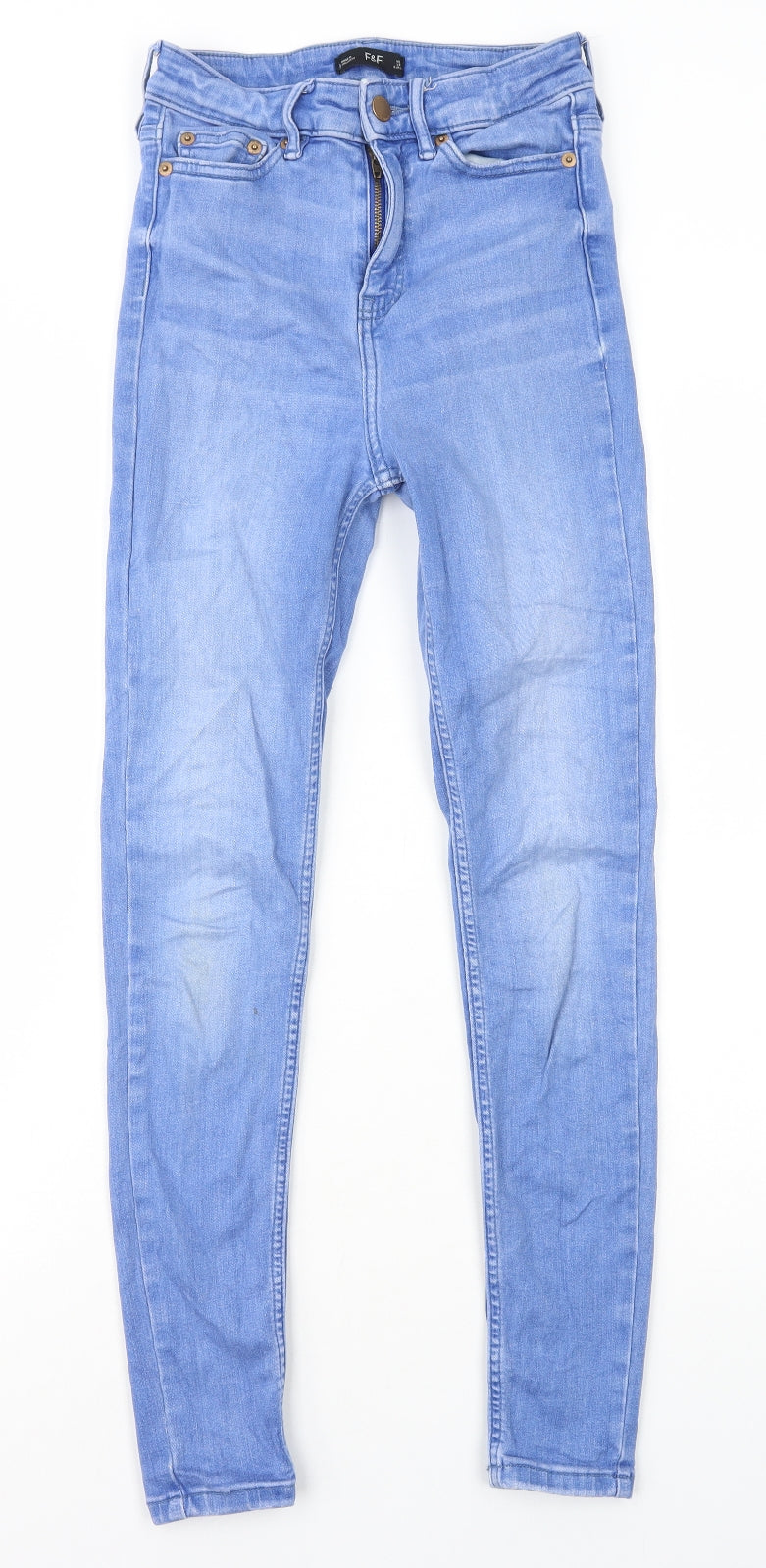 F&F Womens Blue Cotton Skinny Jeans Size 6 L26 in Regular Zip