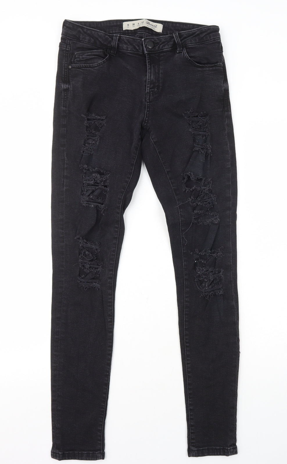 Primark Womens Black Cotton Skinny Jeans Size 10 L30 in Regular Zip