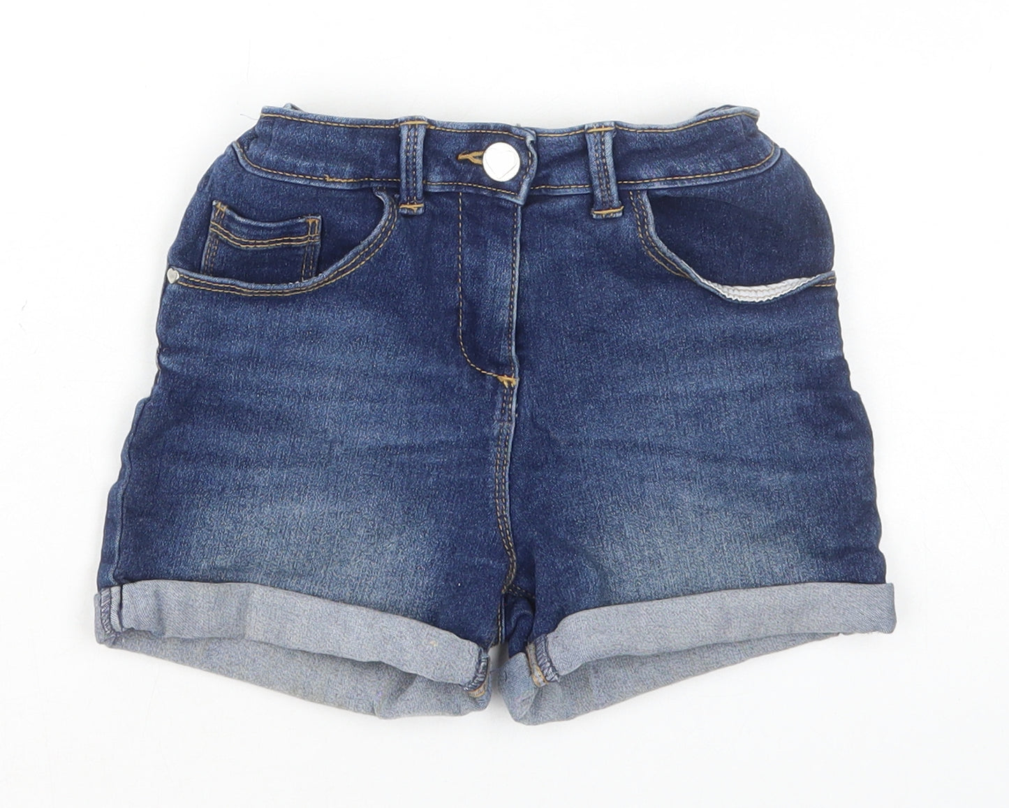George Girls Blue Cotton Hot Pants Shorts Size 7-8 Years Regular Zip
