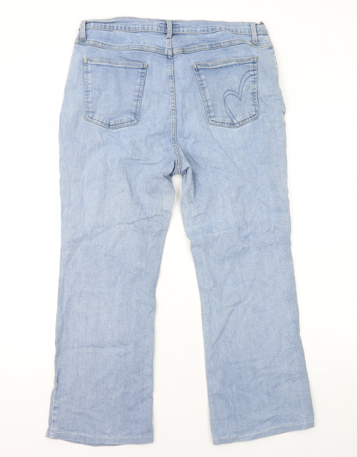 Per Una Womens Blue Cotton Straight Jeans Size 18 L25 in Regular Zip