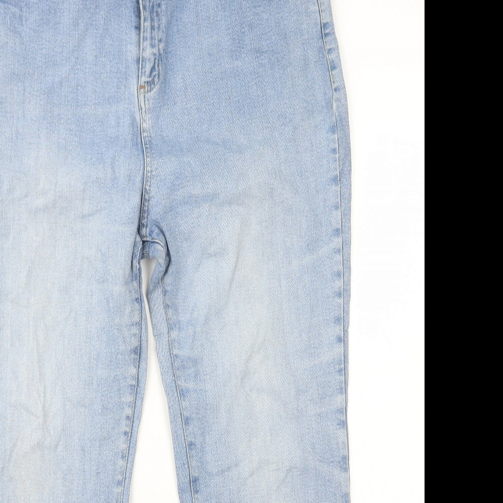 Per Una Womens Blue Cotton Straight Jeans Size 18 L25 in Regular Zip
