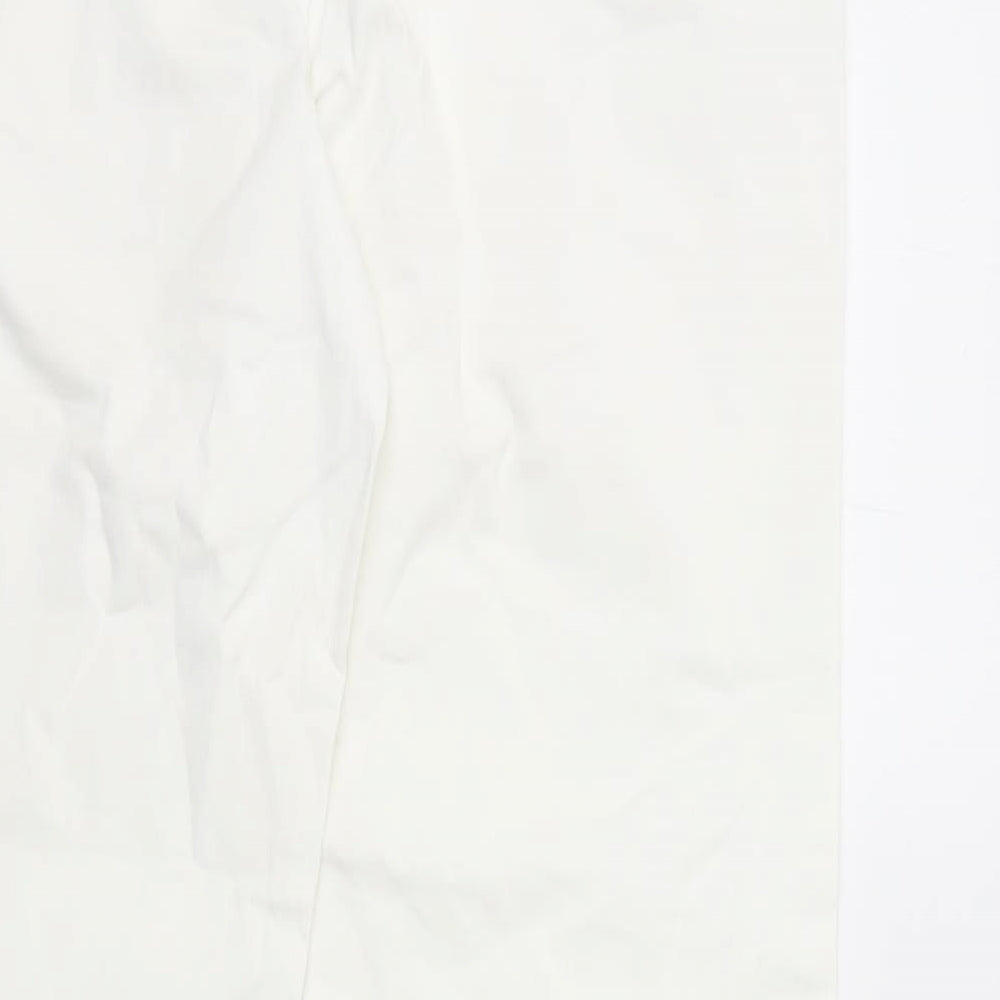 Woolworths Womens White Cotton Chino Trousers Size 12 L30 in Regular Zip