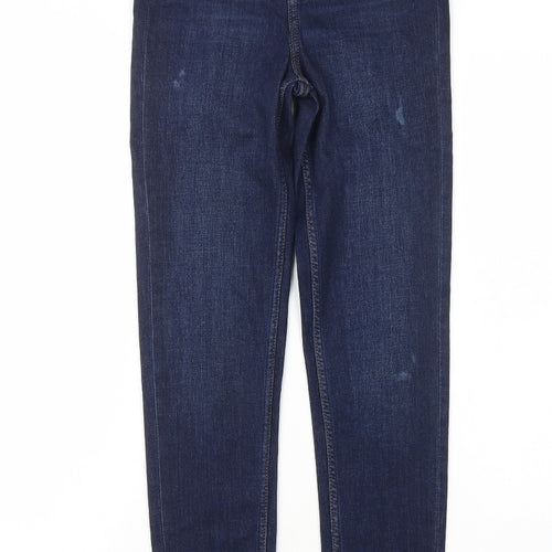 Marks and Spencer Womens Blue Cotton Skinny Jeans Size 6 L28 in Regular Zip