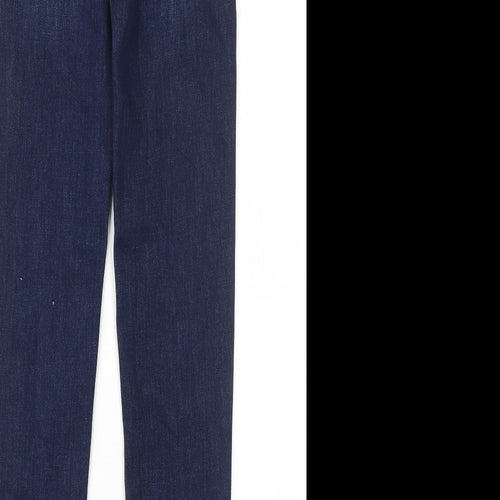 Marks and Spencer Womens Blue Cotton Skinny Jeans Size 6 L28 in Regular Zip