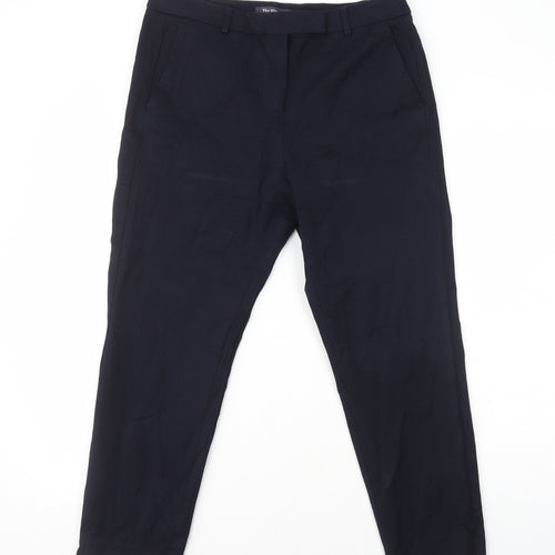Marks and Spencer Womens Blue Viscose Dress Pants Trousers Size 14 L25 in Regular Zip