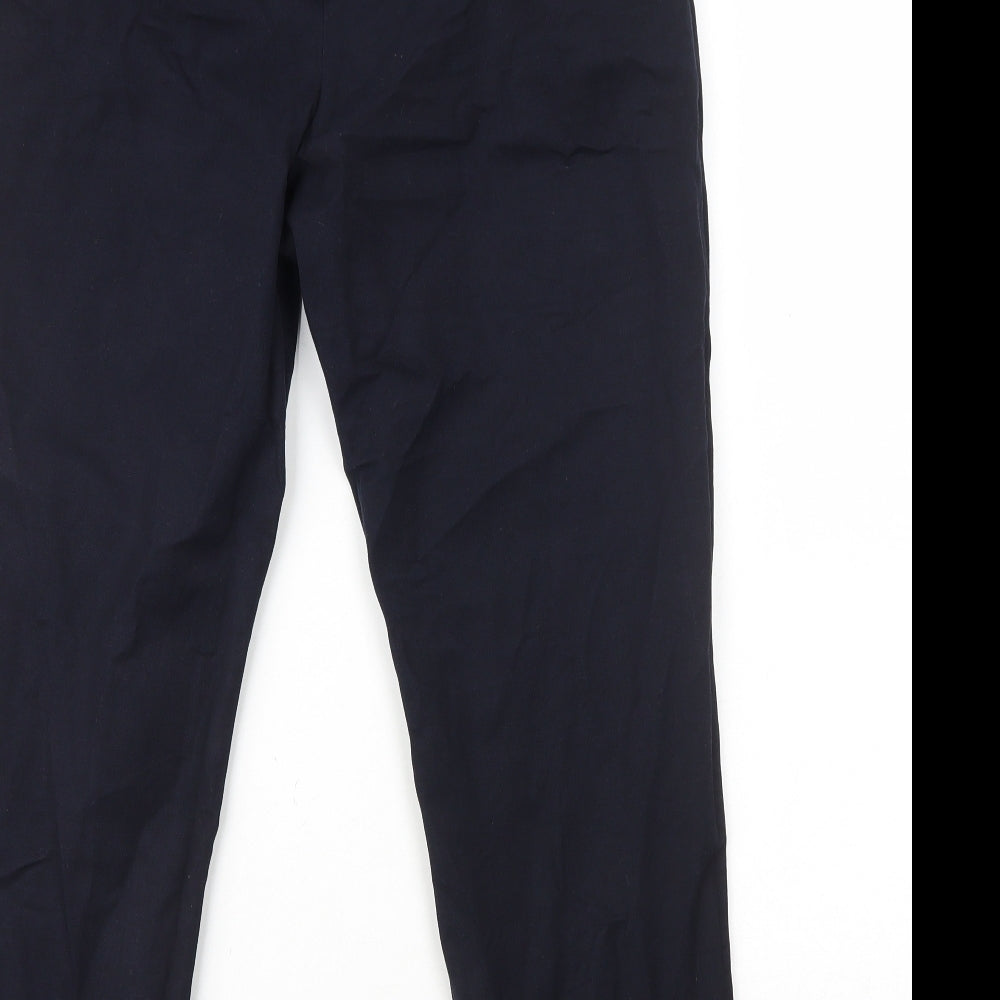 Marks and Spencer Womens Blue Viscose Dress Pants Trousers Size 14 L25 in Regular Zip