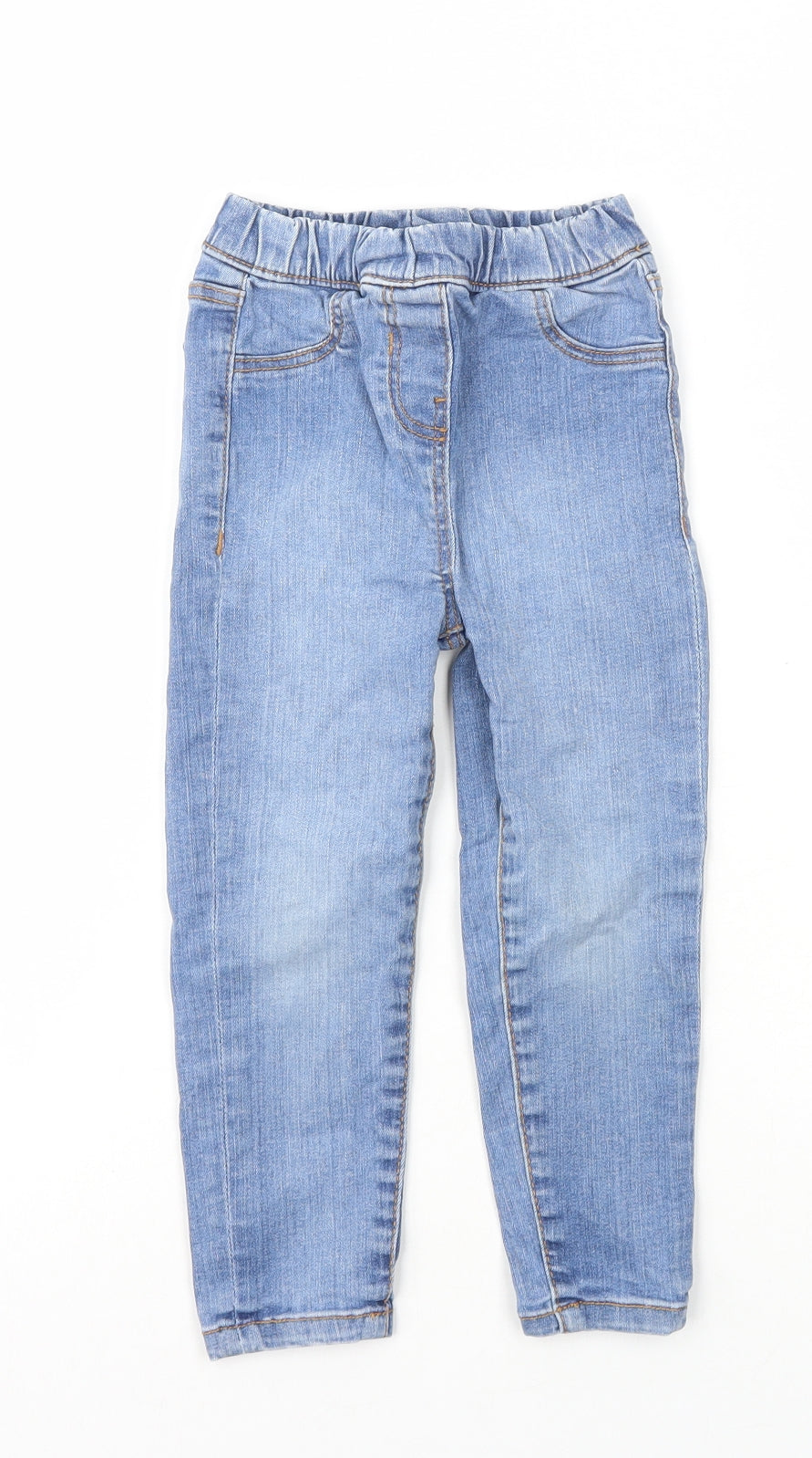 John Lewis Girls Blue Cotton Tapered Jeans Size 3 Years Regular Pullover
