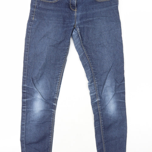 NEXT Girls Blue Cotton Skinny Jeans Size 12 Years L27 in Regular Zip