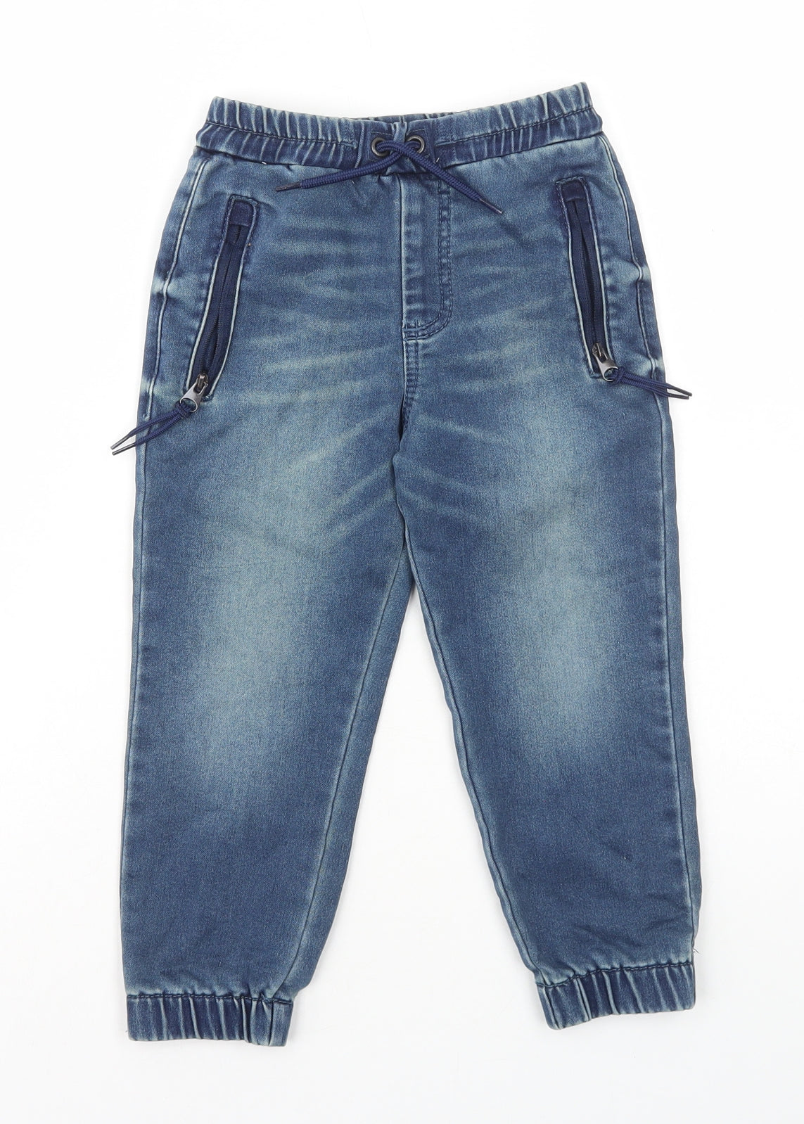 NEXT Boys Blue Cotton Tapered Jeans Size 4 Years Regular Pullover
