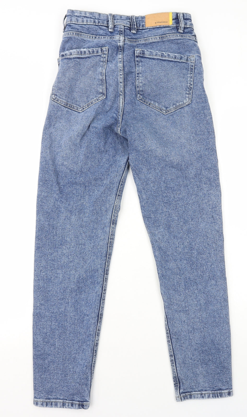 Stradivarius Womens Blue Cotton Mom Jeans Size 8 L28 in Regular Zip