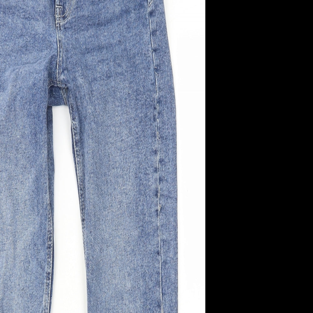Stradivarius Womens Blue Cotton Mom Jeans Size 8 L28 in Regular Zip
