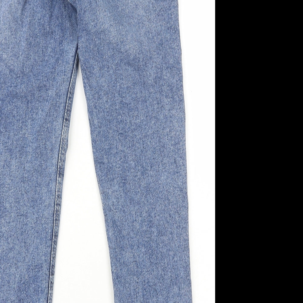 Stradivarius Womens Blue Cotton Mom Jeans Size 8 L28 in Regular Zip