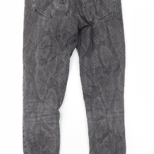 River Island Womens Grey Animal Print Cotton Skinny Jeans Size 6 L25 in Regular Zip - Snake Print