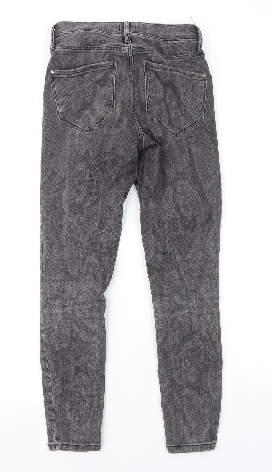 River Island Womens Grey Animal Print Cotton Skinny Jeans Size 6 L25 in Regular Zip - Snake Print