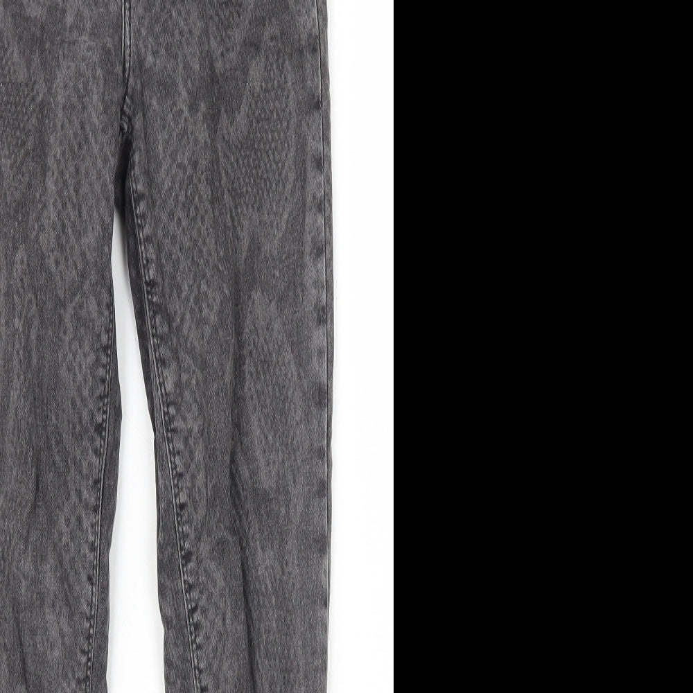 River Island Womens Grey Animal Print Cotton Skinny Jeans Size 6 L25 in Regular Zip - Snake Print