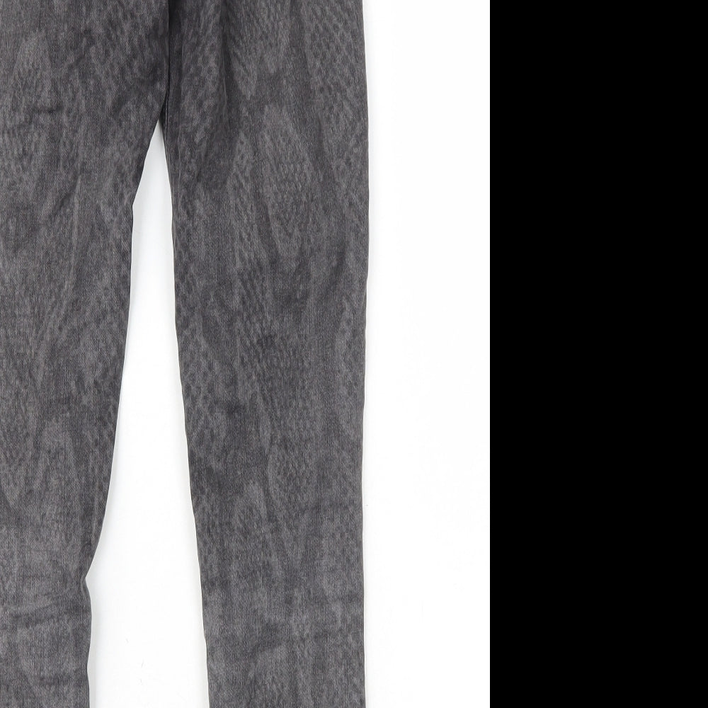 River Island Womens Grey Animal Print Cotton Skinny Jeans Size 6 L25 in Regular Zip - Snake Print