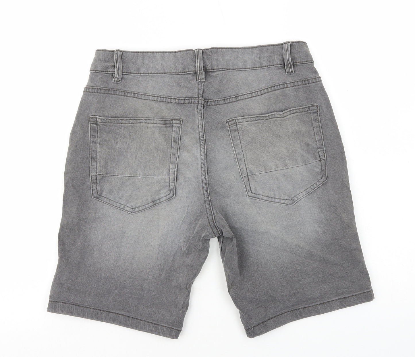 NEXT Mens Grey Cotton Chino Shorts Size S L9 in Regular Zip