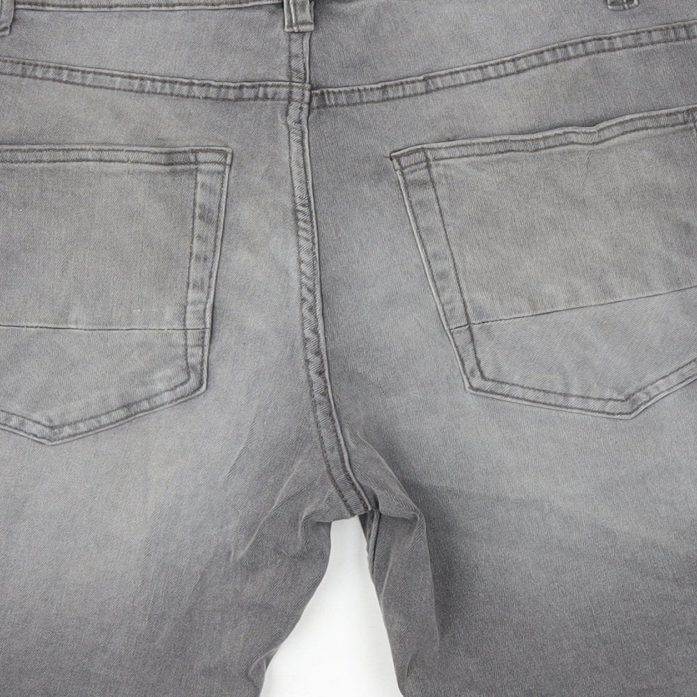 NEXT Mens Grey Cotton Chino Shorts Size S L9 in Regular Zip