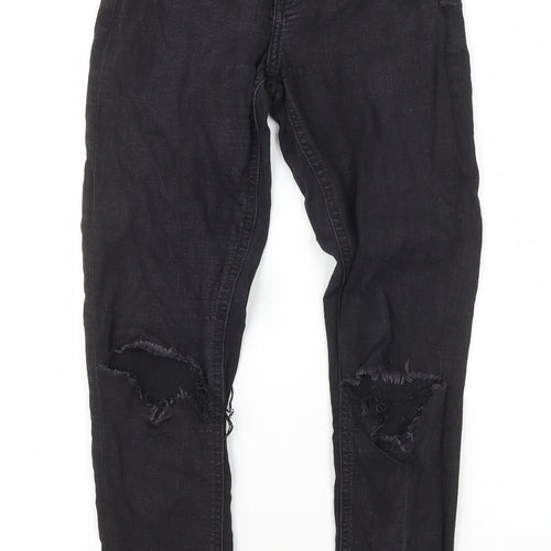 Primark Womens Black Cotton Skinny Jeans Size 6 L27 in Regular Zip
