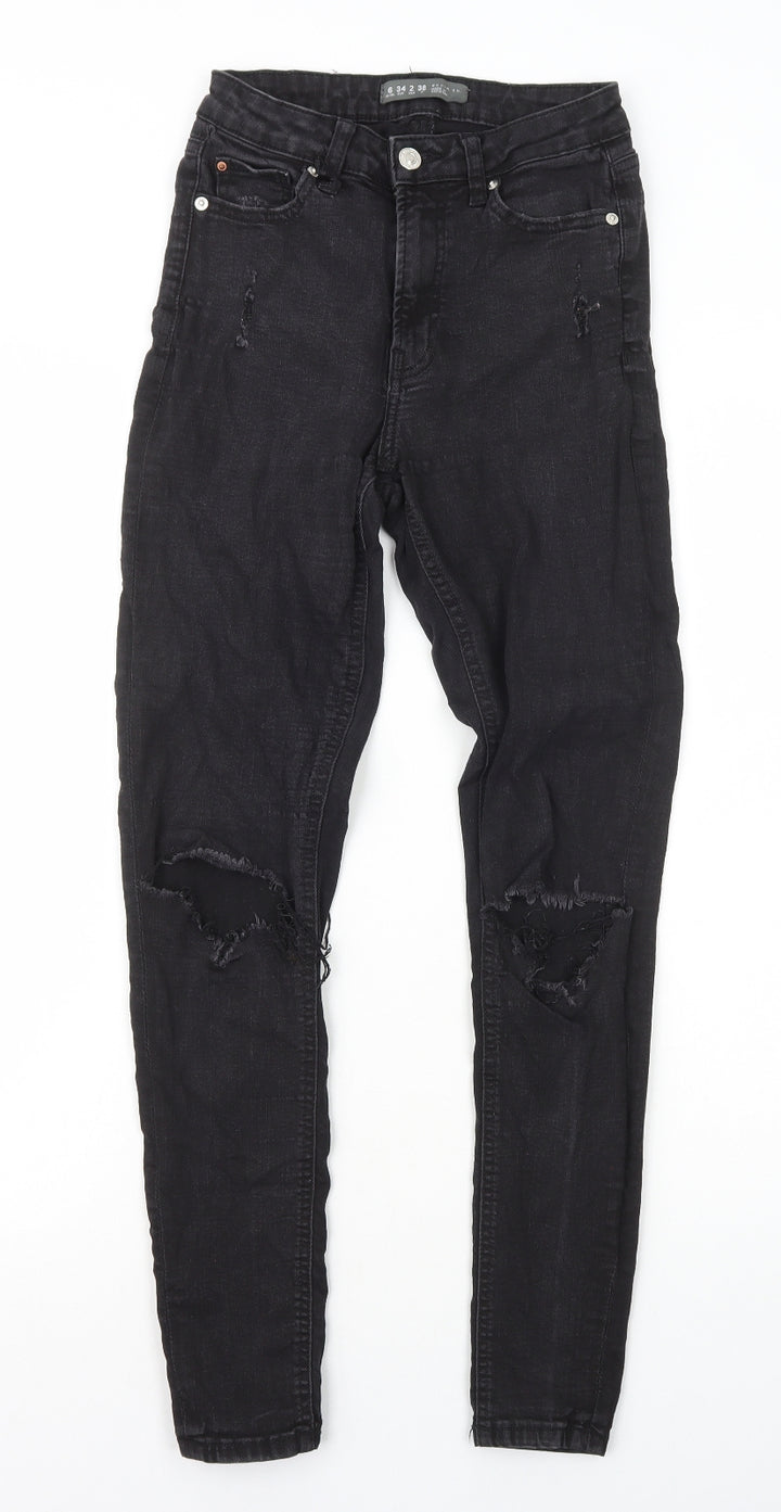 Primark Womens Black Cotton Skinny Jeans Size 6 L27 in Regular Zip