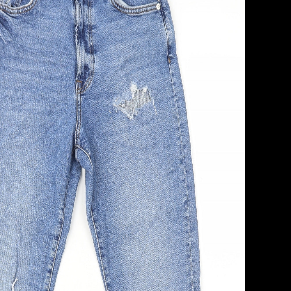 New Look Womens Blue Cotton Tapered Jeans Size 12 L24 in Regular Zip