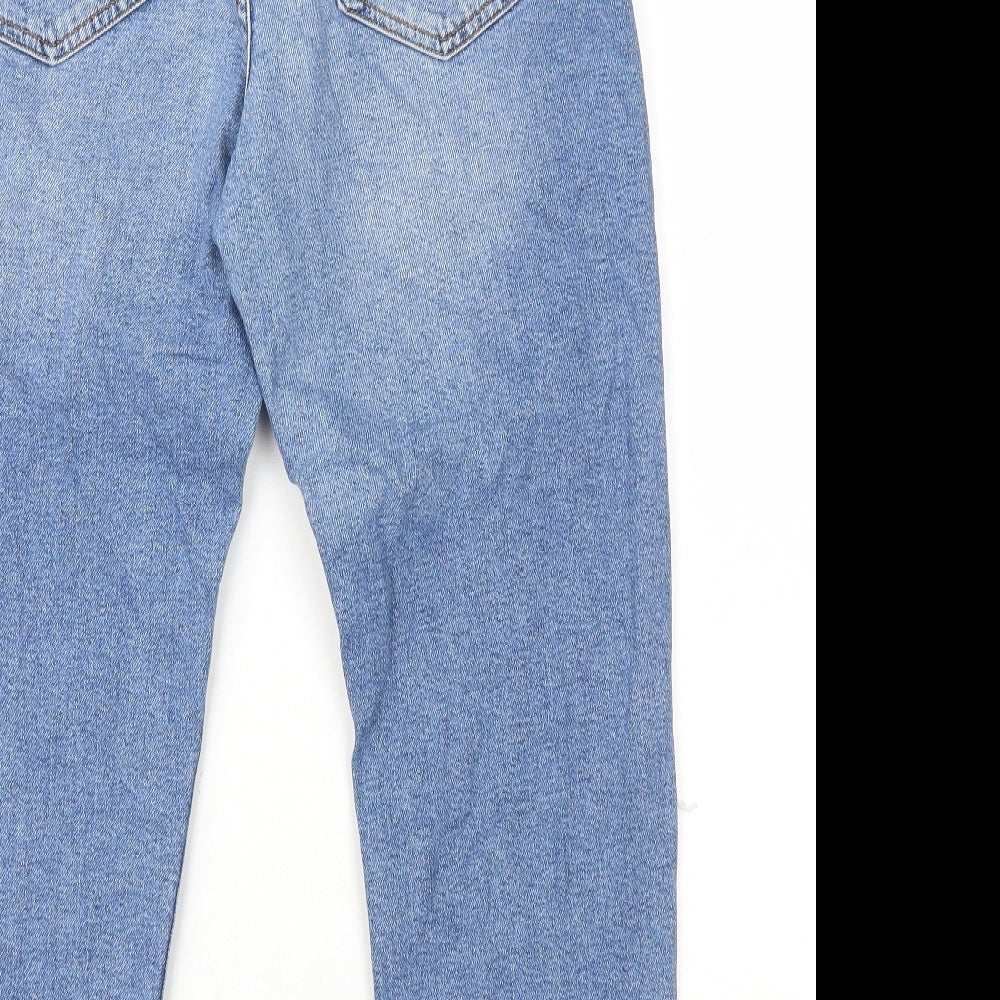 New Look Womens Blue Cotton Tapered Jeans Size 12 L24 in Regular Zip