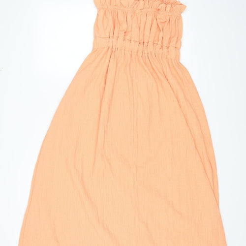 H&M Womens Orange Polyester Maxi Size S Square Neck Pullover
