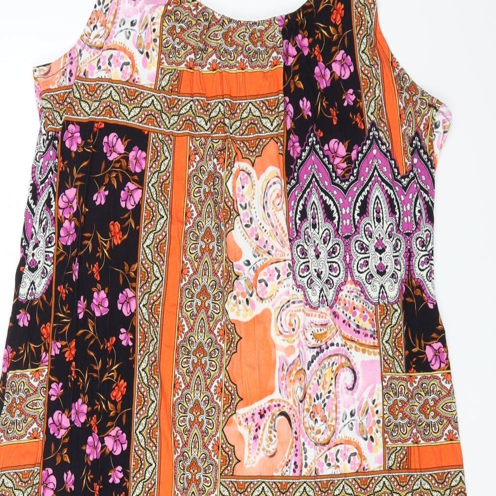 Per Una Womens Multicoloured Geometric Viscose Tank Dress Size 18 Round Neck Pullover