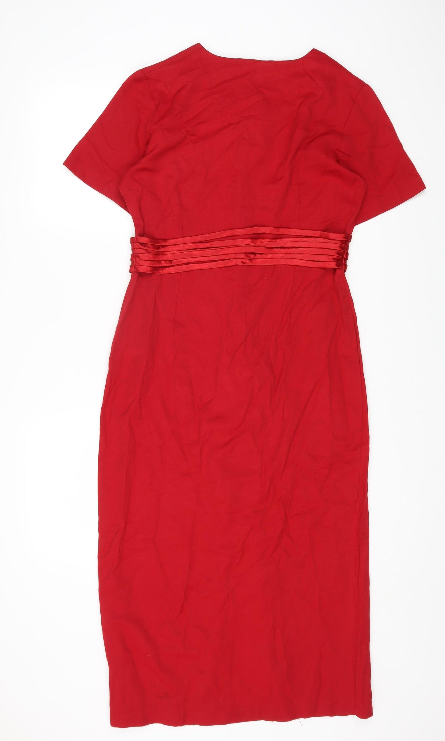 SOPHIA ROSE Womens Red Rayon A-Line Size 10 Round Neck Button