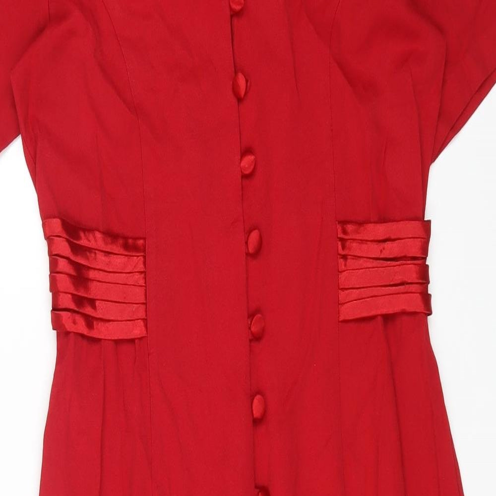 SOPHIA ROSE Womens Red Rayon A-Line Size 10 Round Neck Button