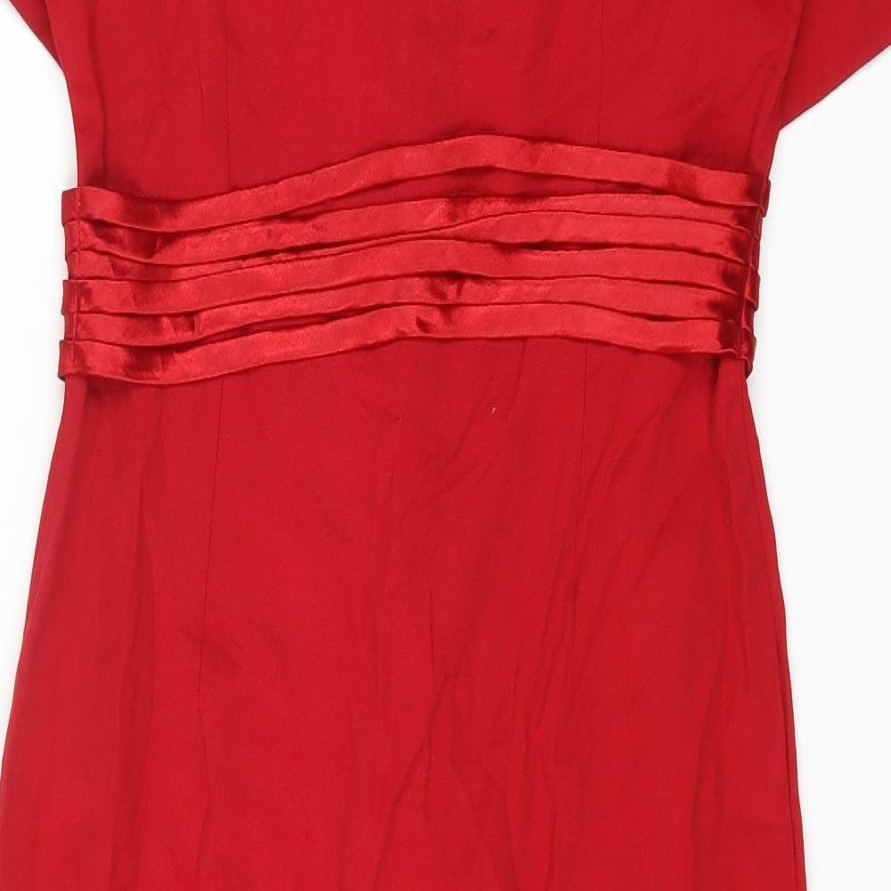 SOPHIA ROSE Womens Red Rayon A-Line Size 10 Round Neck Button