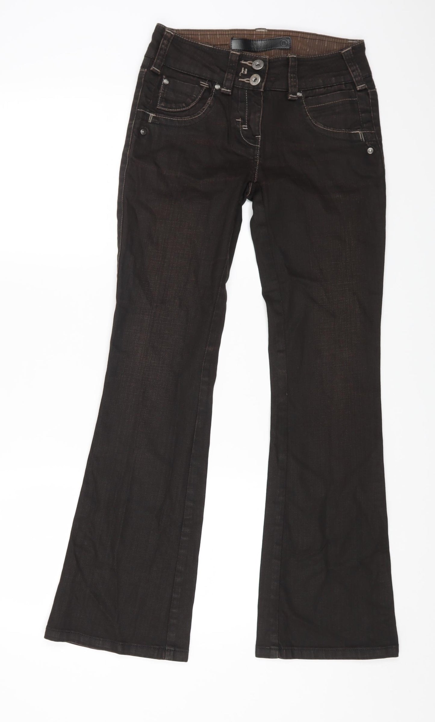 NEXT Womens Brown Cotton Straight Jeans Size 6 L28 in Regular Zip
